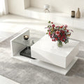 LUMISOL High-Gloss Center Table with Tempered Glass and Storage, White